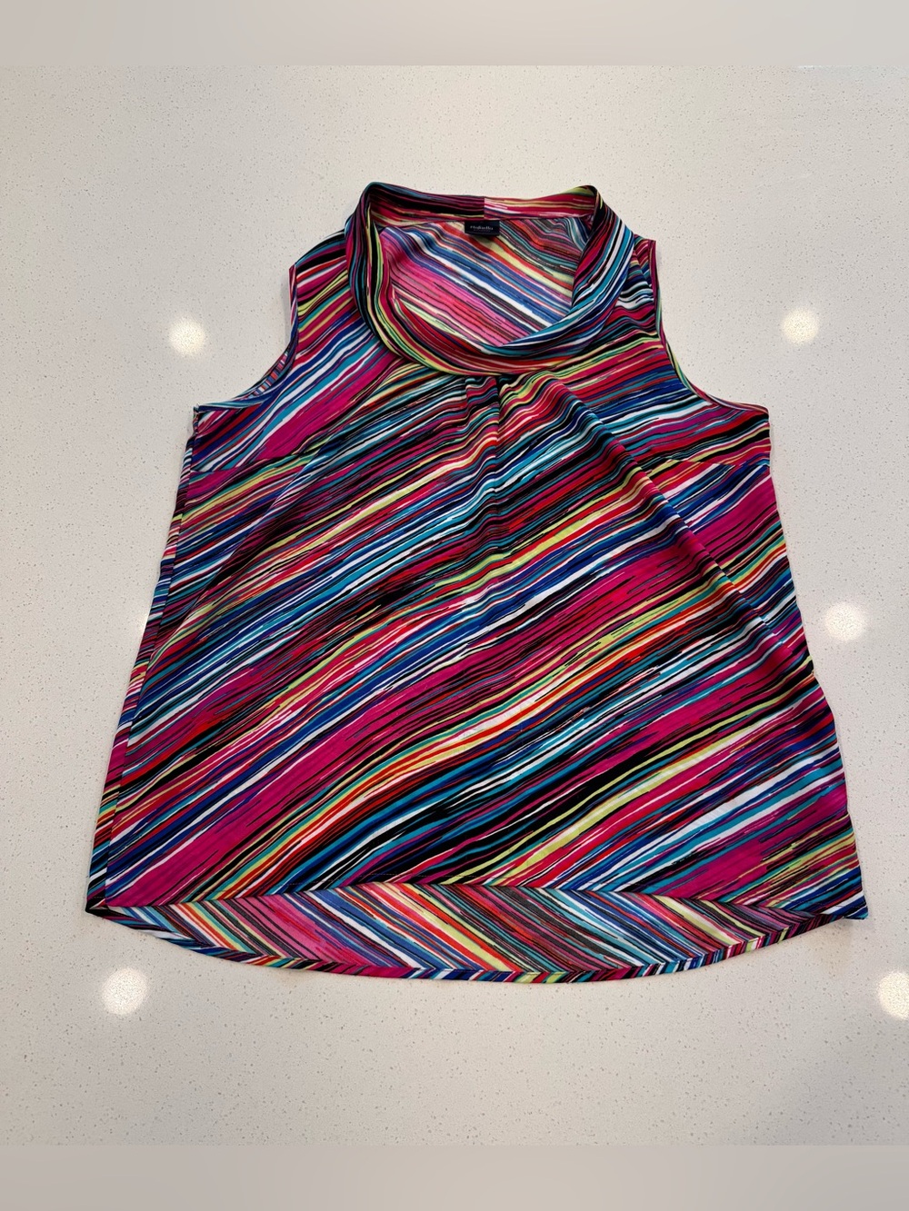 Rafaella Studio Multi Color Striped Cowl Neck Sleeveless Blouse Top NWOT